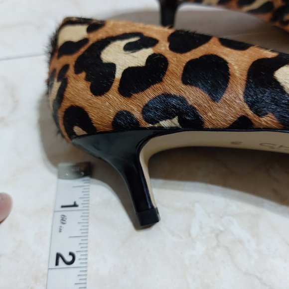 Charles David Furry Leopard Print Pointy Toes High Heel Pumps Shoes Sexy - Picture 9 of 10